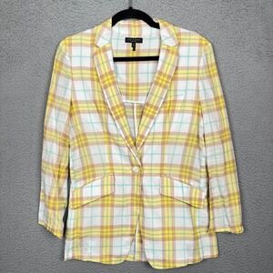 Rag & Bone Blazer Women 00 Yellow Plaid Preppy Academic Office Career Quiet Luxe
